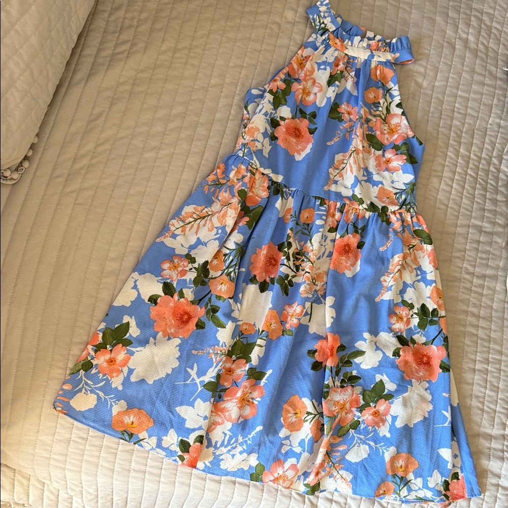 Vince Camuto Floral Dress in Blue and Orange size 6